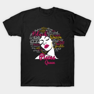 Pisces Queen Funny Birthday Gift for Black Women Girl T-Shirt